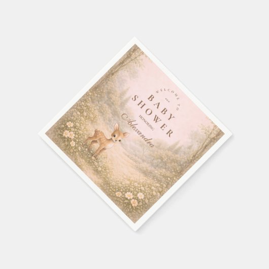 Soft Neutral Forest Critters Baby Shower Serviette (Ecke)