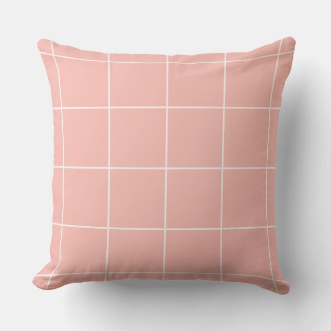 Soft Neutral Grid Pattern Minimal Check Design Kissen (Vorderseite)