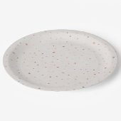 Soft Neutral Heart Pattern Paper Plate Pappteller (Schrägansicht)