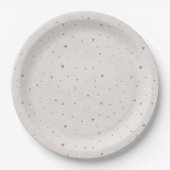 Soft Neutral Heart Pattern Paper Plate Pappteller (Vorderseite)
