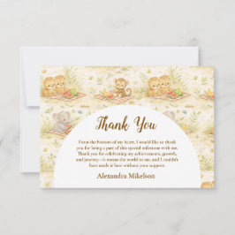 Soft Neutral Jungle Wild One First Birthday Dankeskarte