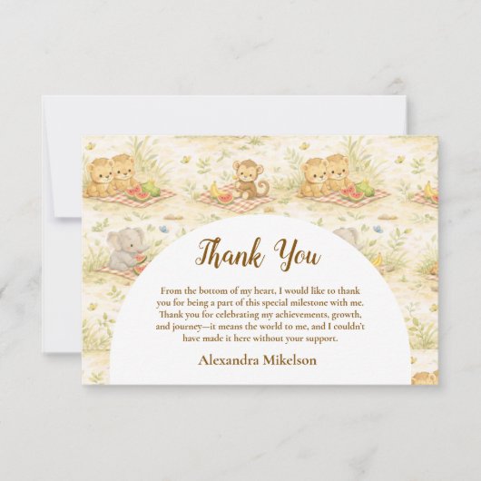 Soft Neutral Jungle Wild One First Birthday Dankeskarte (Vorderseite)