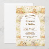 Soft Neutral Jungle Wild One First Birthday Einladung (Vorne/Hinten)