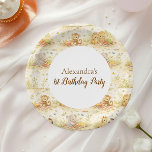 Soft Neutral Jungle Wild One First Birthday Pappteller<br><div class="desc">A soft and charming safari-themed design featuring gentle watercolor animals surrounded by delicate wildflowers and botanical greenery. Sweet lions, giraffes, elephants, and zebras create a whimsical storybook scene in warm neutral tones of beige, cream, and soft sage. The elegant arch layout and botanical details give this design a timeless and...</div>