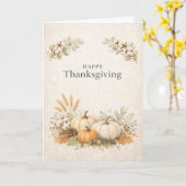 Soft Neutral Rustic Happy Thanksgiving Pumpkin  Karte (Gelbe Blume)