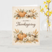 Soft Neutral Rustic Thanksgiving Pumpkin Karte (Gelbe Blume)