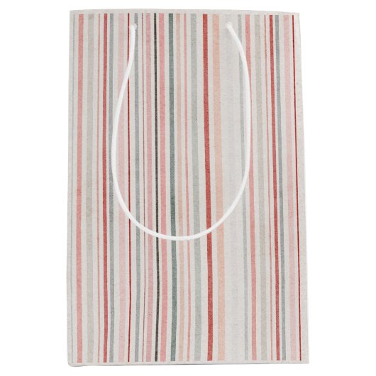 Soft Neutral Stripe Gift Bag Mittlere Geschenktüte (Vorderseite)