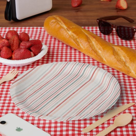 Soft Neutral Stripe Pattern Paper Plates Pappteller (Picknick)