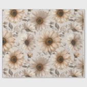 Soft Neutral Sunflower Cream Floral Pattern Geschenkpapier (Flach)