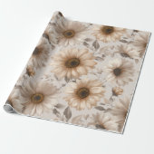 Soft Neutral Sunflower Cream Floral Pattern Geschenkpapier (Ungerollt)