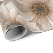 Soft Neutral Sunflower Cream Floral Pattern Geschenkpapier (Rolleneckpunkt)