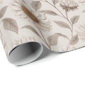 Soft Neutral Sunflower Cream Floral Pattern Geschenkpapier (Rolleneckpunkt)
