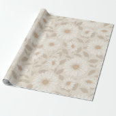 Soft Neutral Sunflower Cream Floral Pattern Geschenkpapier (Ungerollt)