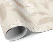Soft Neutral Sunflower Cream Floral Pattern Geschenkpapier (Rolleneckpunkt)