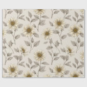 Soft Neutral Sunflower Cream Floral Pattern Geschenkpapier (Flach)