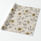 Soft Neutral Sunflower Cream Floral Pattern Geschenkpapier (Ungerollt)