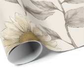 Soft Neutral Sunflower Cream Floral Pattern Geschenkpapier (Rolleneckpunkt)