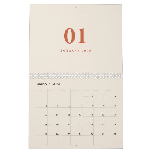 Soft Neutral Tones Minimalist Design Calendar Kalender (Jan 2026)