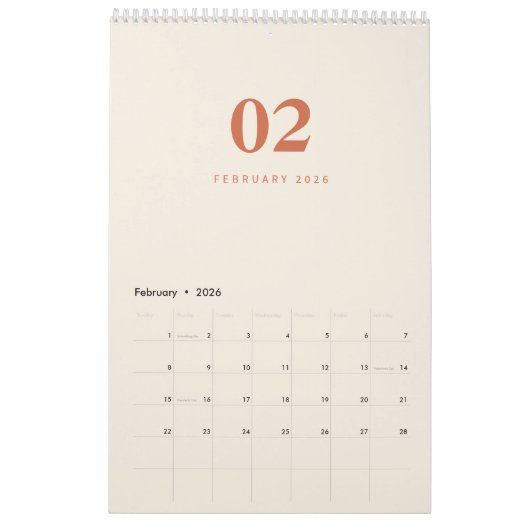 Soft Neutral Tones Minimalist Design Calendar Kalender (Feb 2026)