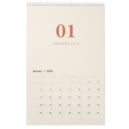 Soft Neutral Tones Minimalist Design Calendar Kalender (Jan 2026)
