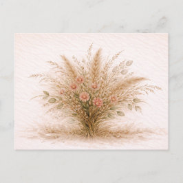 Soft Neutral Wildflower Pampas Grass Botanical Postkarte