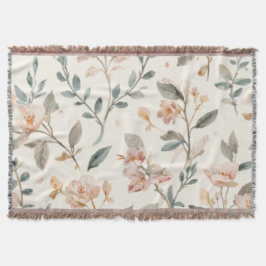 Soft Neutral Wildflower Sage Watercolor Botanical Decke (Vorderseite)