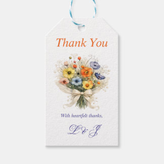 Soft Neutral Wildflowers Wedding Ivory Dusty Blue Geschenkanhänger