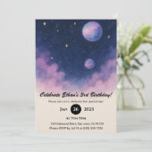 Soft Night Sky with Planets and Clouds Birthday Einladung (Stehend Vorderseite)