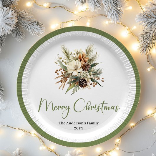 Soft Nordic Christmas Personalized Family Party  Pappteller