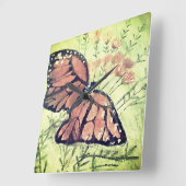 Soft Oil Pastels of Monarch Butterfly Quadratische Wanduhr (Winkel)