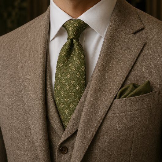 Soft Olive Estate Jacquard Krawatte | Luxus Altes 
