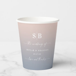 Soft Ombre Blush Pink Dusty Blue Wedgram Pappbecher