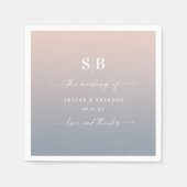 Soft Ombre Blush Pink Dusty Blue Wedgram Serviette (Vorderseite)