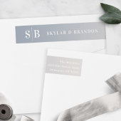 Soft Ombre Dusty Blue & Ivory Wedding Mit Monogram