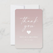 Soft Ombre Mauve Pink & Gardenia White Wedding Dankeskarte (Vorderseite)
