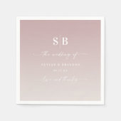 Soft Ombre Mauve Pink Off-White Wedding Monogram Serviette (Vorderseite)
