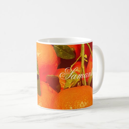 Soft Orange Frucht Ästhetik Kaffeetasse (VorderseiteRechts)