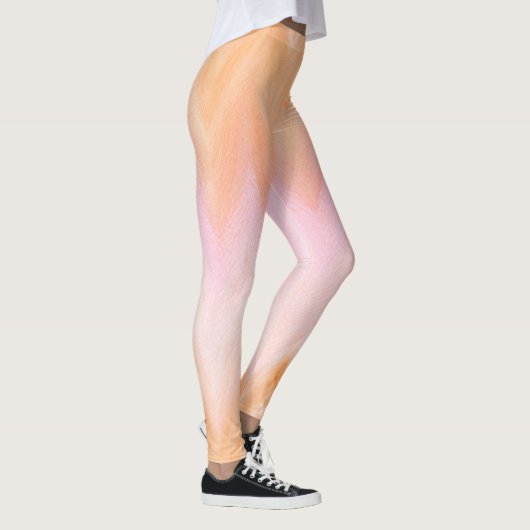 Soft Orange Pink Watercolor Zickzack Leggings (Rechts)