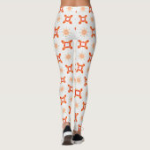 Soft Orange-Red Floral & Frame Pattern Leggings (Rückseite)