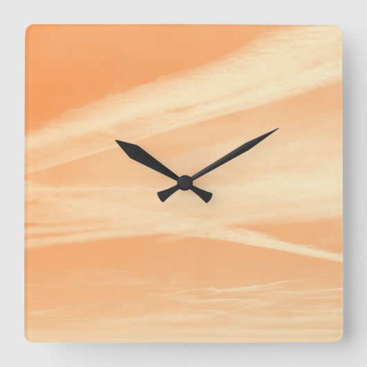 Soft Orange Yellow Sky Dream 1 Quadratische Wanduhr (Vorderseite)