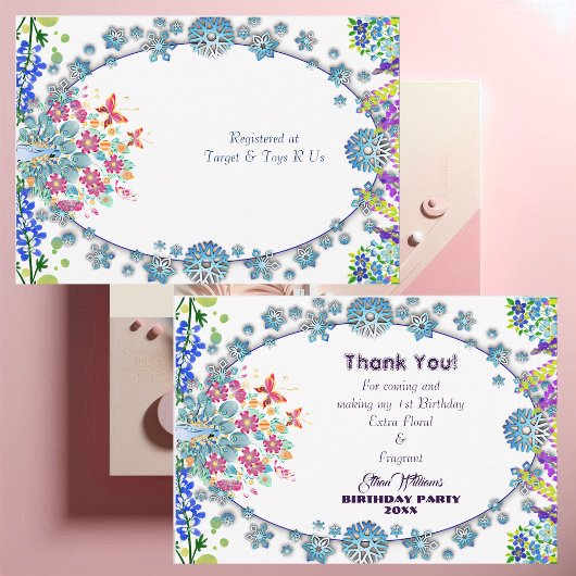 Soft Oval Blue Little Blume Bud Birthday Dankeskarte