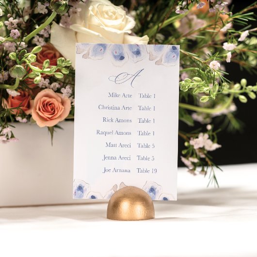 Soft Oyster Alphabetic Seating Chart Cards Tischnummer