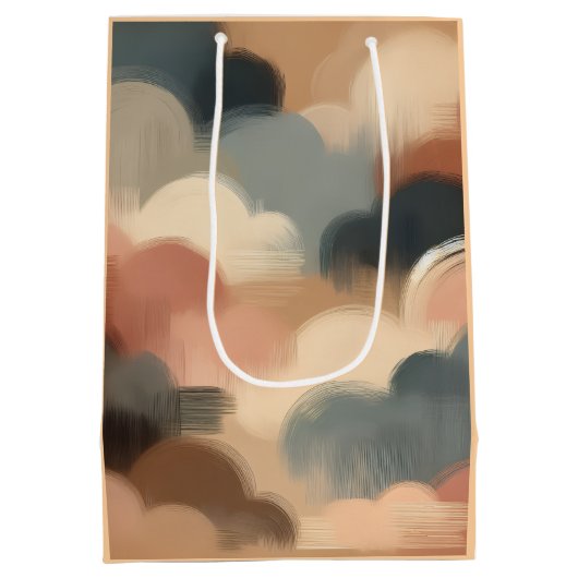 Soft Painterly Clouds Wrapping Paper — Neutral Bru Mittlere Geschenktüte (Rückseite)