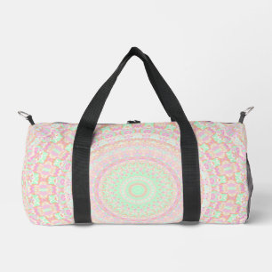 Soft Pale Paste Boho Trippy Hippie Groovy Mandala Duffle Bag