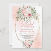 Soft Pale Pink Floral Bridal Shower Invitation Einladung (Vorderseite)