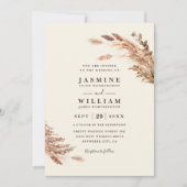 Soft Pampas Botanisches Boho Rustikales Elegantes  Einladung (Vorderseite)