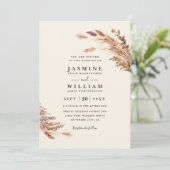 Soft Pampas Botanisches Boho Rustikales Elegantes  Einladung (Stehend Vorderseite)