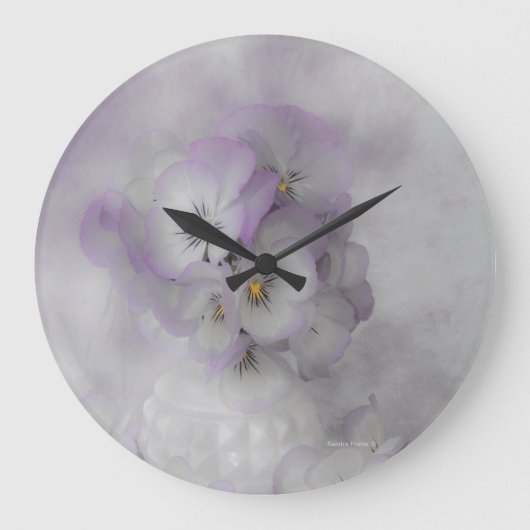 Soft Pansies Große Wanduhr (Vorderseite)