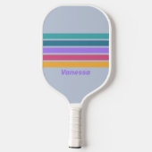 Soft Pansy Dream Across Striping mit Name Pickleball Schläger (Rückseite)