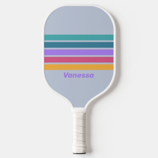 Soft Pansy Dream Across Striping mit Name Pickleball Schläger (Vorderseite)
